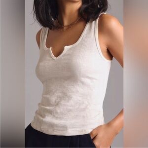 Pilcro Anthropologie Sadie Notched Tank Off White XL